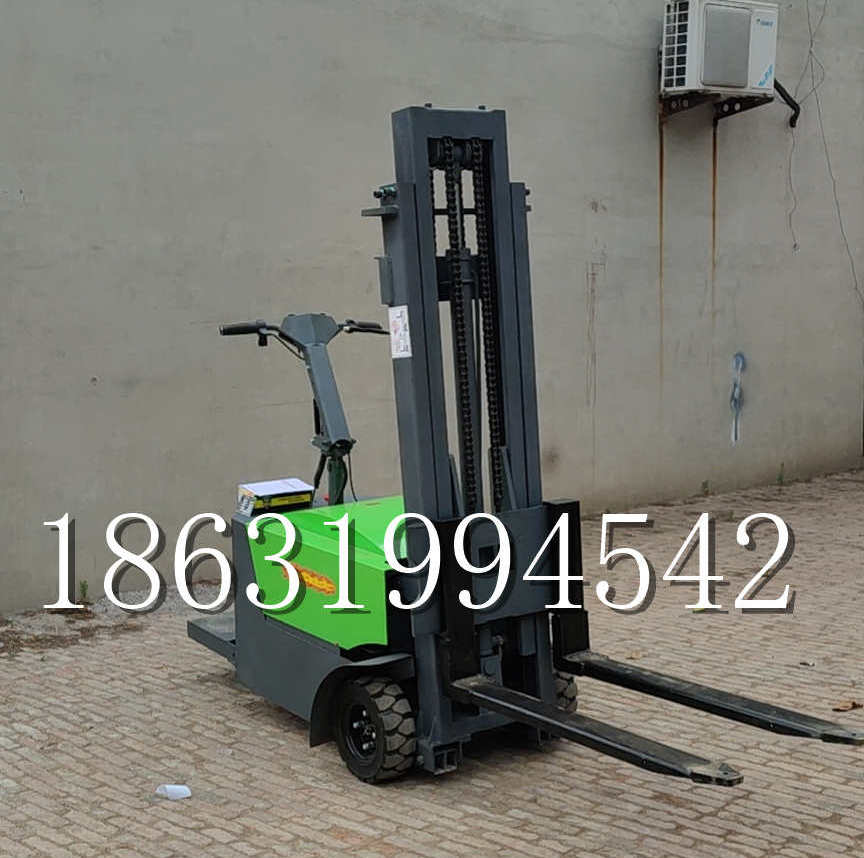 惠州市优程全电动叉车插腿式堆高车液压装卸车1.5吨升高小型站驾式铲车